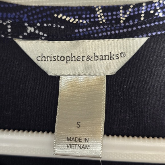 Christopher & Banks Winter Snowman Scene Long Sleeve Top Sz S Black Purple White - Picture 4 of 10